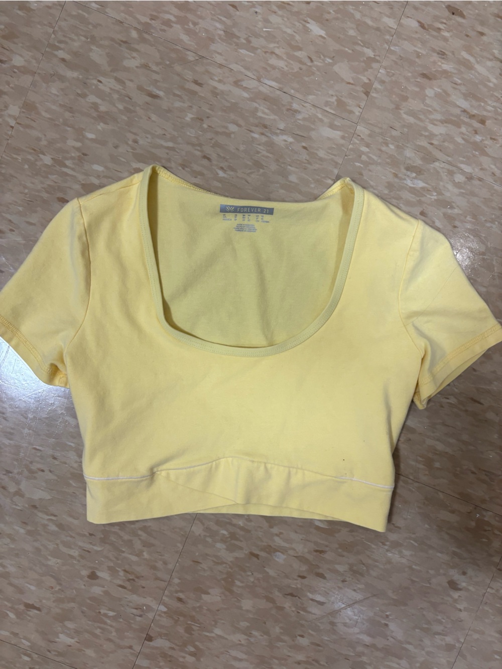 Forever 21 Pale Yellow Scoop Neck Cropped Top